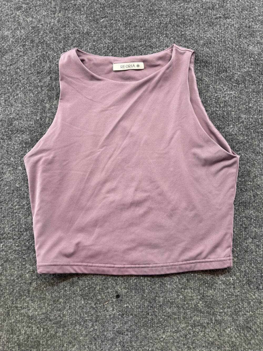 REORIA Tank Top Womens Medium Purple High Neck Cropped Stretch Basic Casual